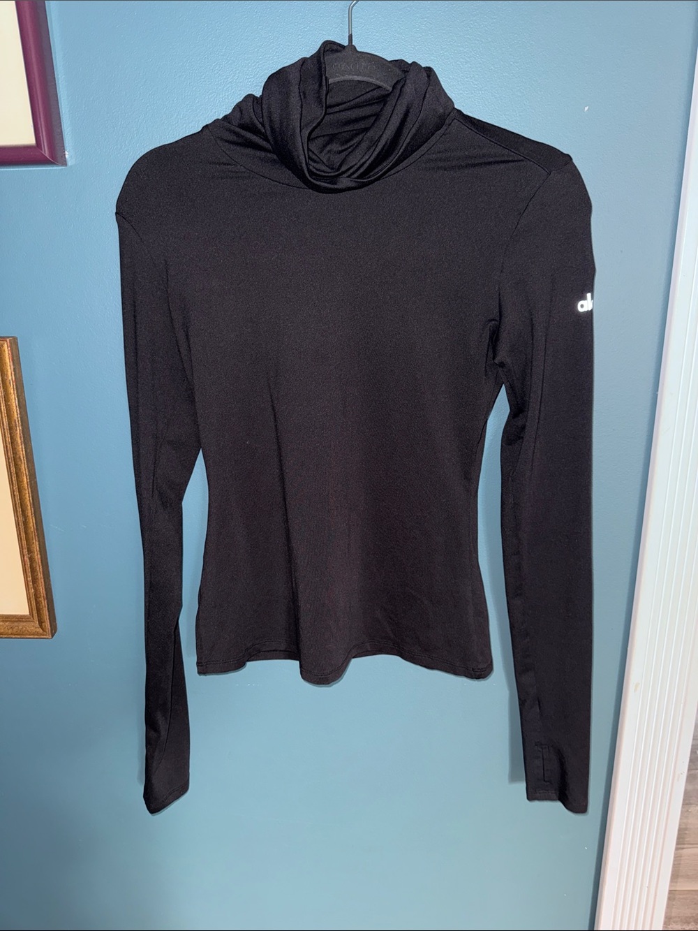 ALO Yoga Black Long Sleeve Draped Neck Top